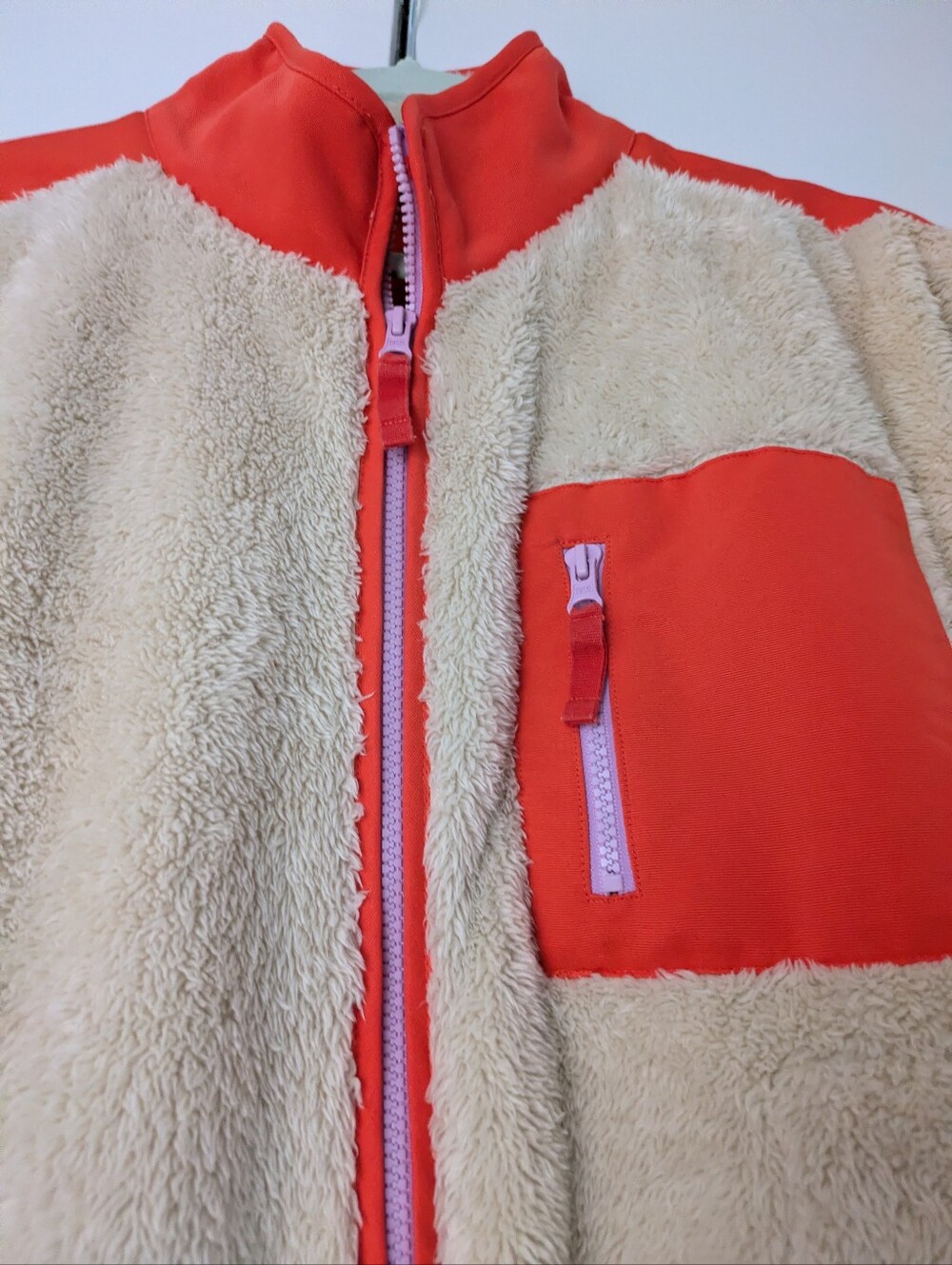 EUC JCrew tan & orange zip-up fleece jacket - Picture 6 of 9